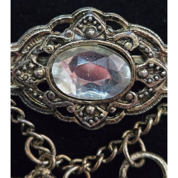 Vintage Artist Charm Brooch Dancer Painting Heart Clock Car - Picture 3 of 5